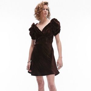 Topshop Crushed Velvet Mini Tea Dress